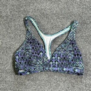 Patagonia Bikini Top Womens Large Purple Teal Geometric T-Back Racerback Swim